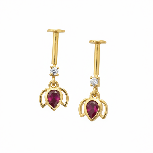 92.5 Silver Gold Plated Pink Lotus Bugadi Pair | Traditional Elegant Design | Jewellery