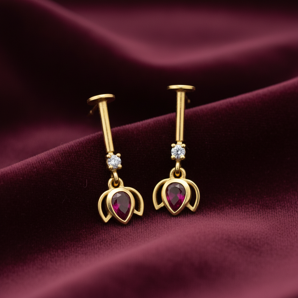 92.5 Silver Gold Plated Pink Lotus Bugadi Pair | Traditional Elegant Design | Jewellery