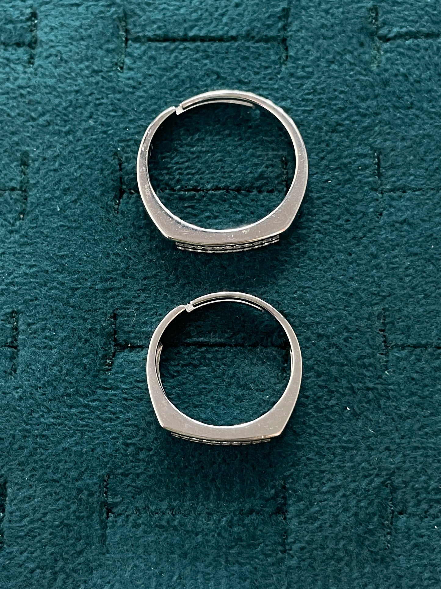 92.5 Silver Double Row Stone Band Couple Rings | Adjustable Classic Design