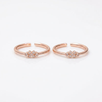92.5 Silver Rose Gold Plated White CZ Geometric Toe Rings