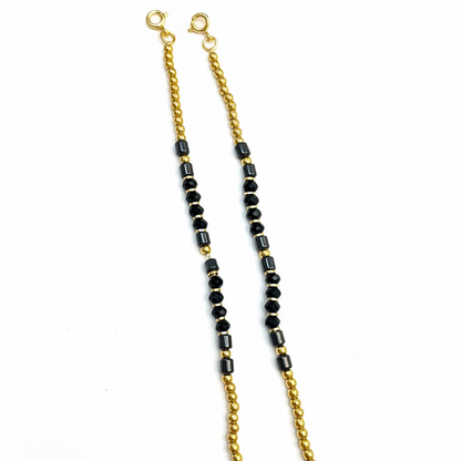 92.5 silver gold plated black beads kids anklets