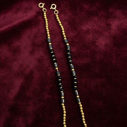 92.5 silver gold plated black beads kids anklets