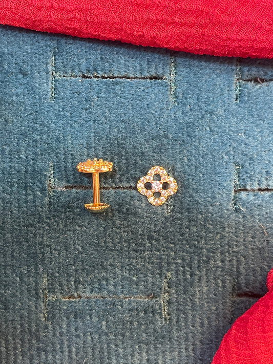 92.5 silver gold plated simple earrings