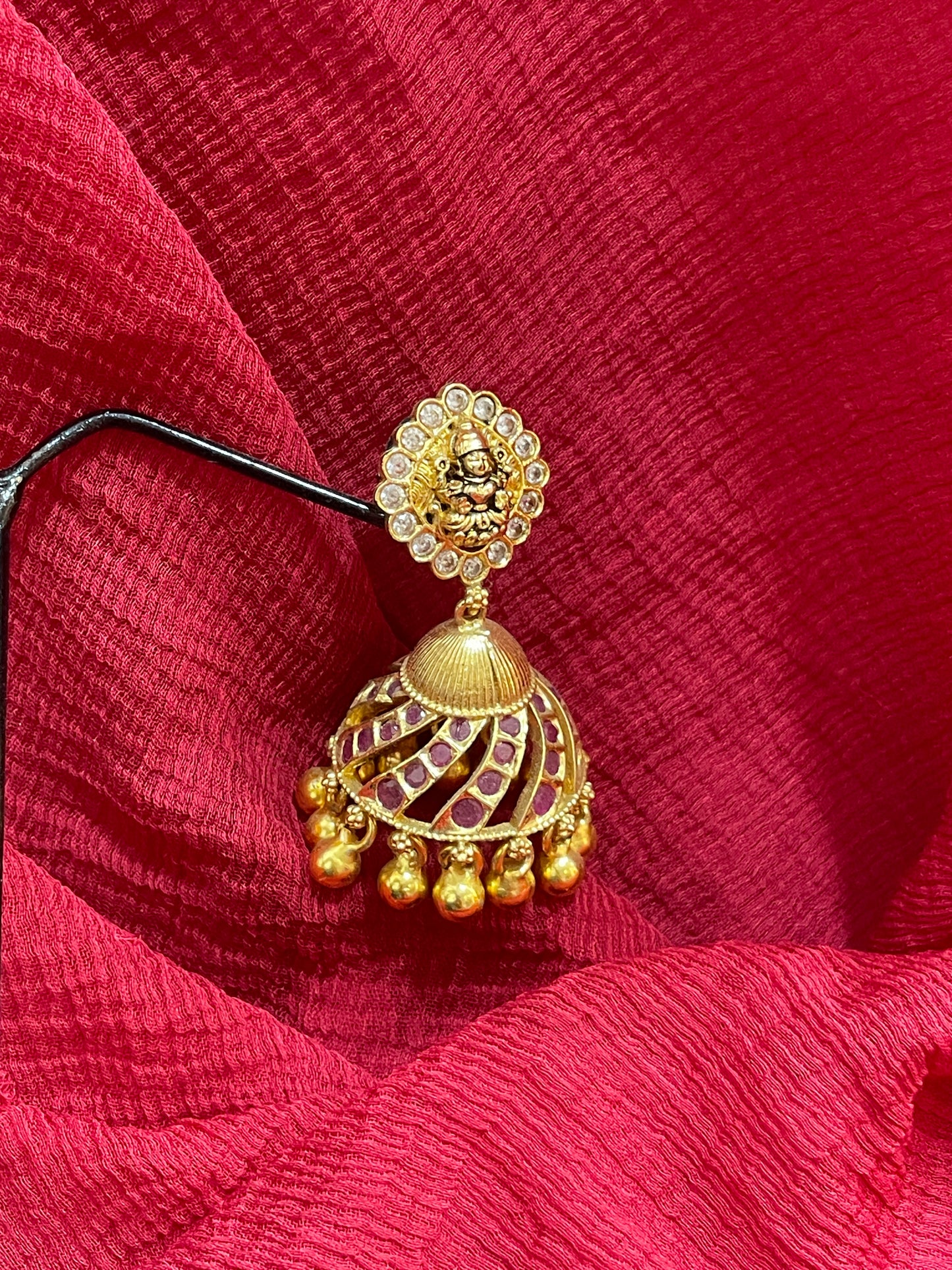 92.5 Silver Gold Plated Stylish Jhumka Earrings for Women | Elegant Ethnic Design | Festive Wear Jewellery
