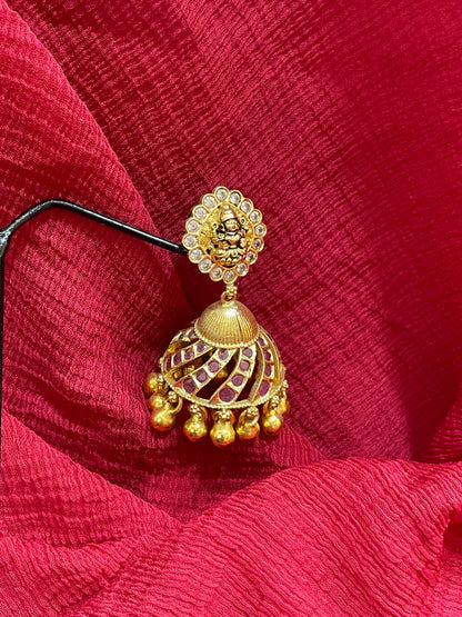 92.5 Silver Gold Plated Stylish Jhumka Earrings for Women | Elegant Ethnic Design | Festive Wear Jewellery