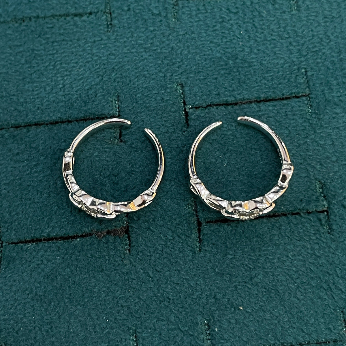 92.5 Sterling Silver CZ Infinity Heart Open Toe Rings for Women — Pair
