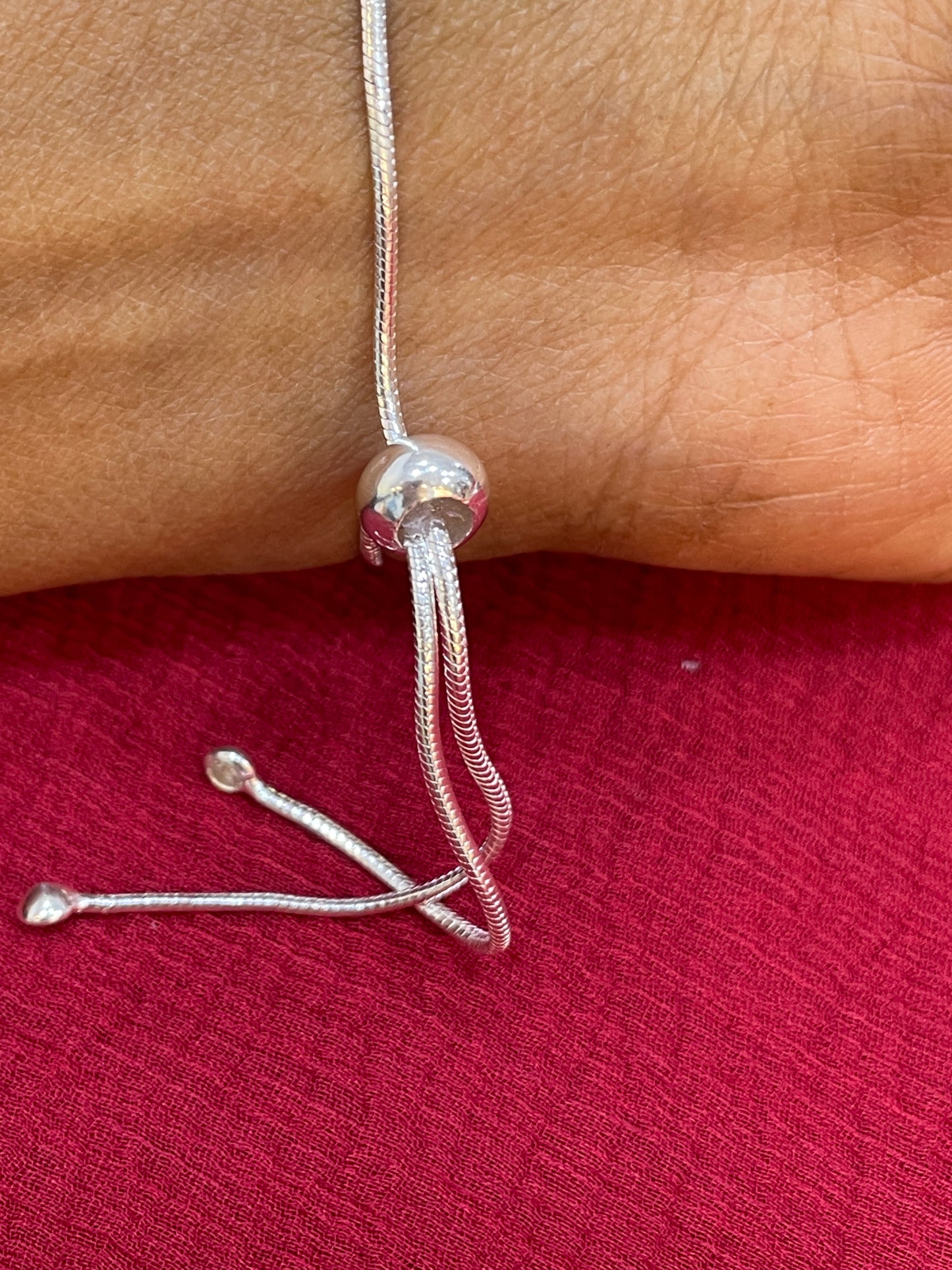 92.5 Silver Evil Eye Teardrop Charm Adjustable Bracelet for Women | Blue Bead Design