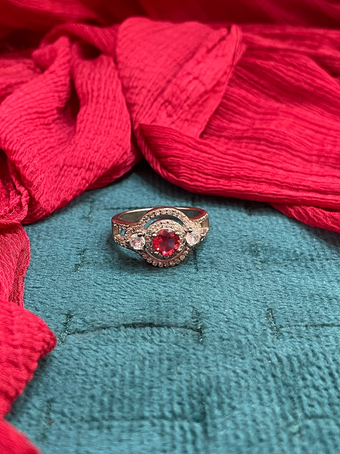92.5 Silver Red Stone Ring for Women Size 14 | Stylish Elegant Design | Premium Jewellery