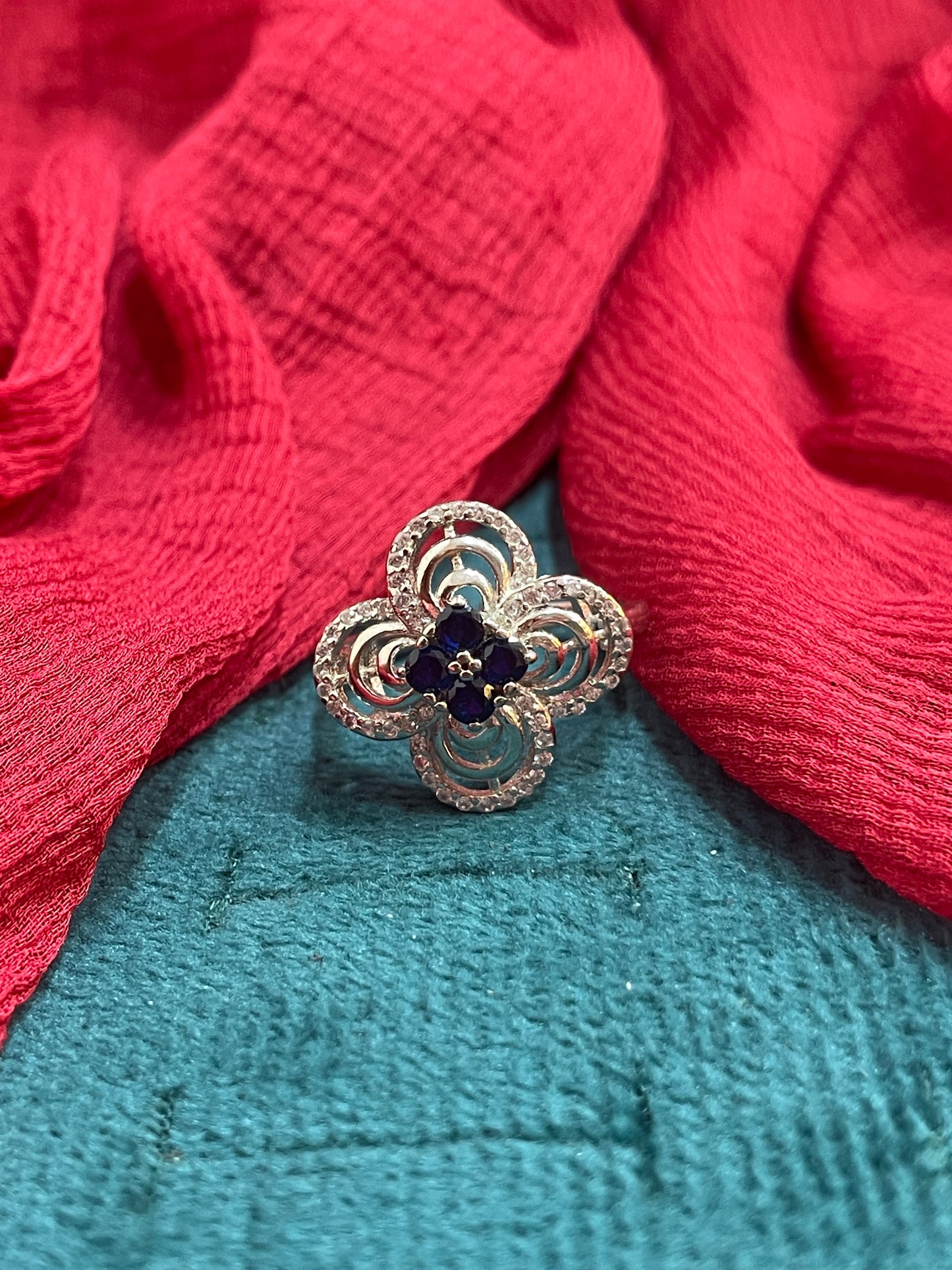 92.5 Silver Classy Blue Stone Ring for Women Size 17 | Elegant Premium Design | Stylish Jewellery