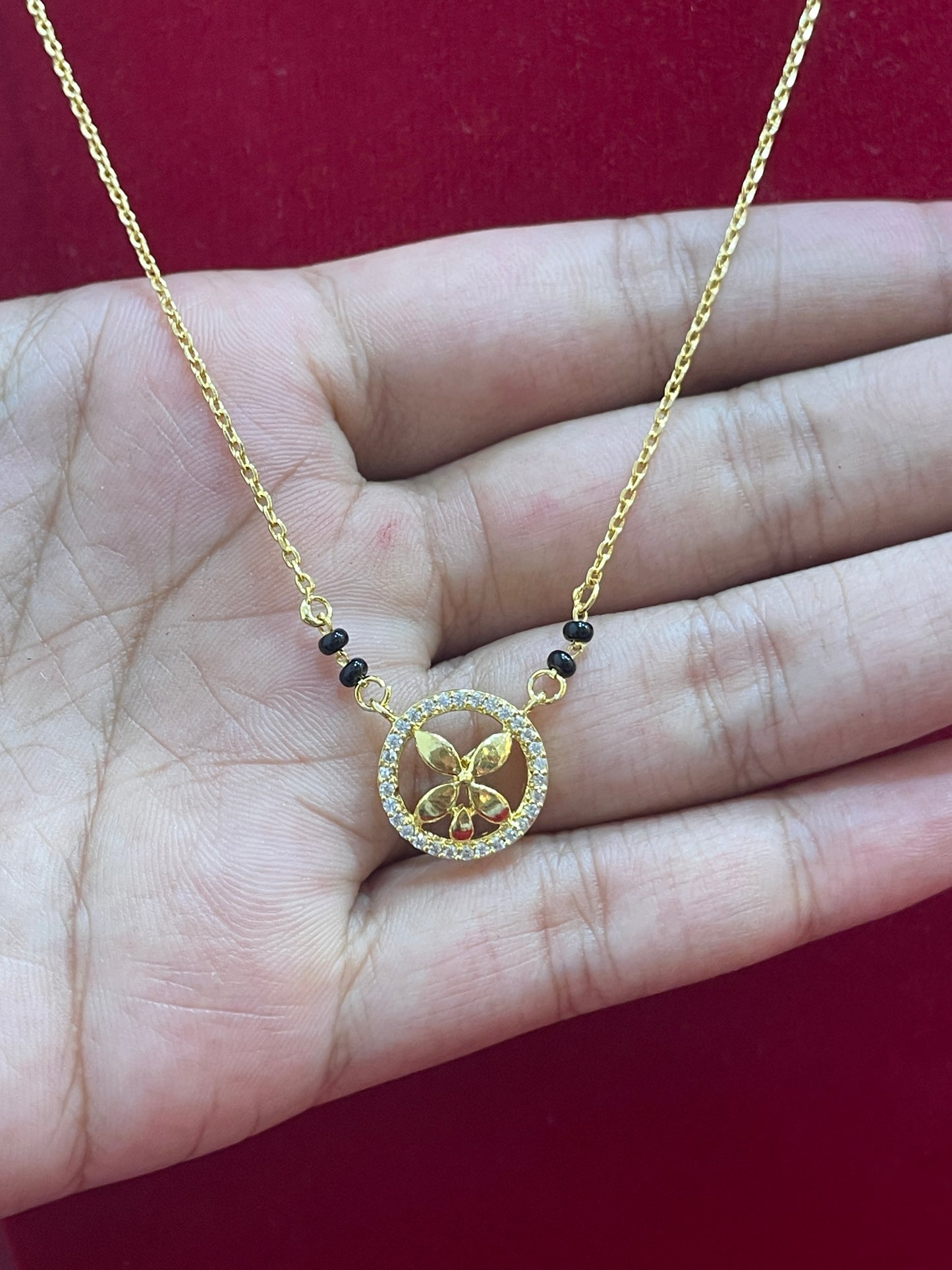 92.5 Silver Gold Plated Round Shape Black Bead Chain for Women 18 Inches | Elegant Classic Design | Stylish Jewellery