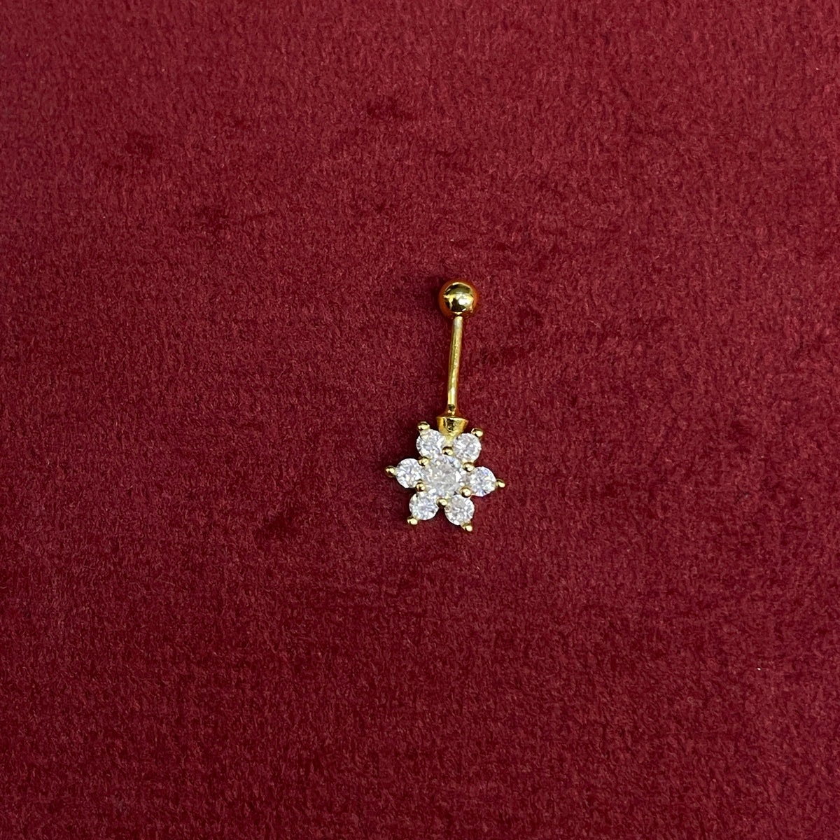 92.5 Silver Gold Plated White CZ Flower Bugadi for Women