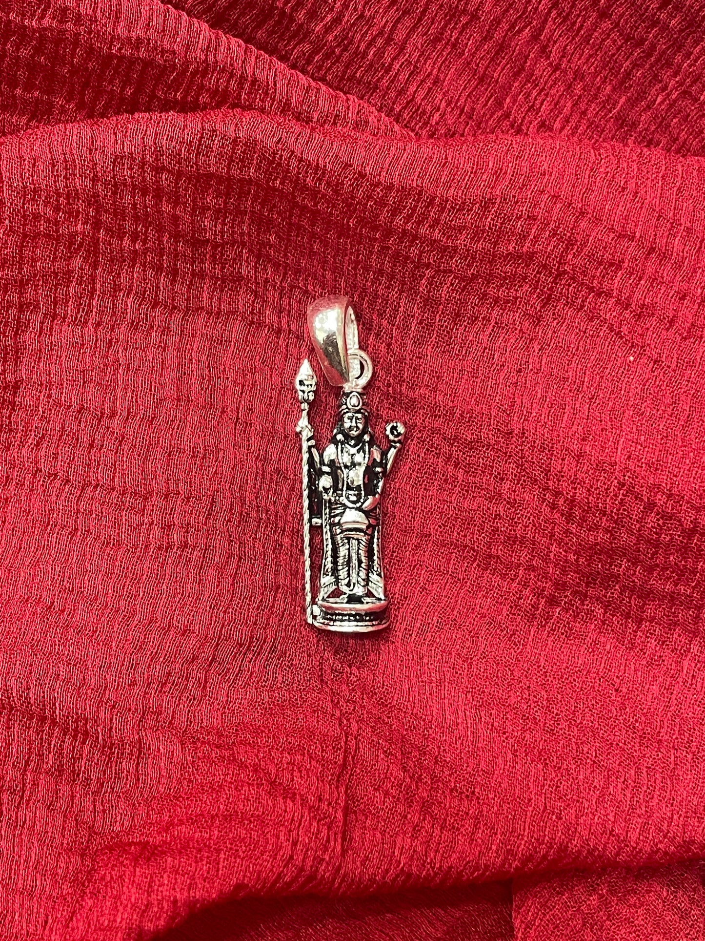 92.5 Silver Oxidised Subramanya Swamy Pendant for Men & Women | Murugan Temple Design | Daily Wear Jewellery