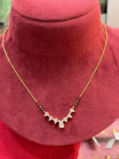 925 Silver Gold Plated Royal Black Bead Chain