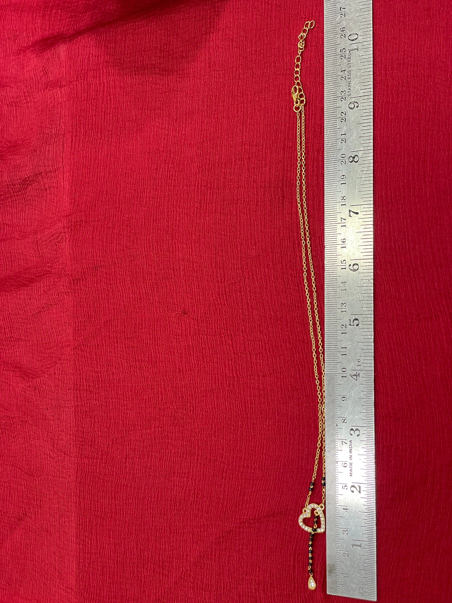 925 Silver Gold Plated Heart Black Bead Chain