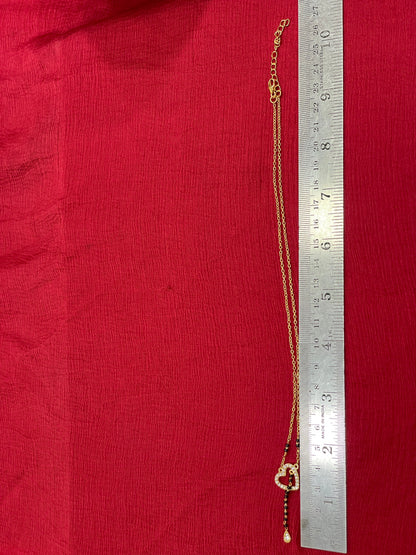 925 Silver Gold Plated Heart Black Bead Chain