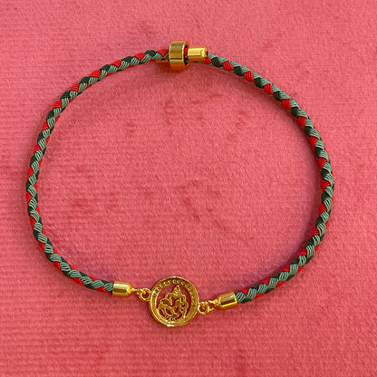 925 Silver Ganesha Rakhi for Brother | Gold Plated CZ Charm with Braided Thread