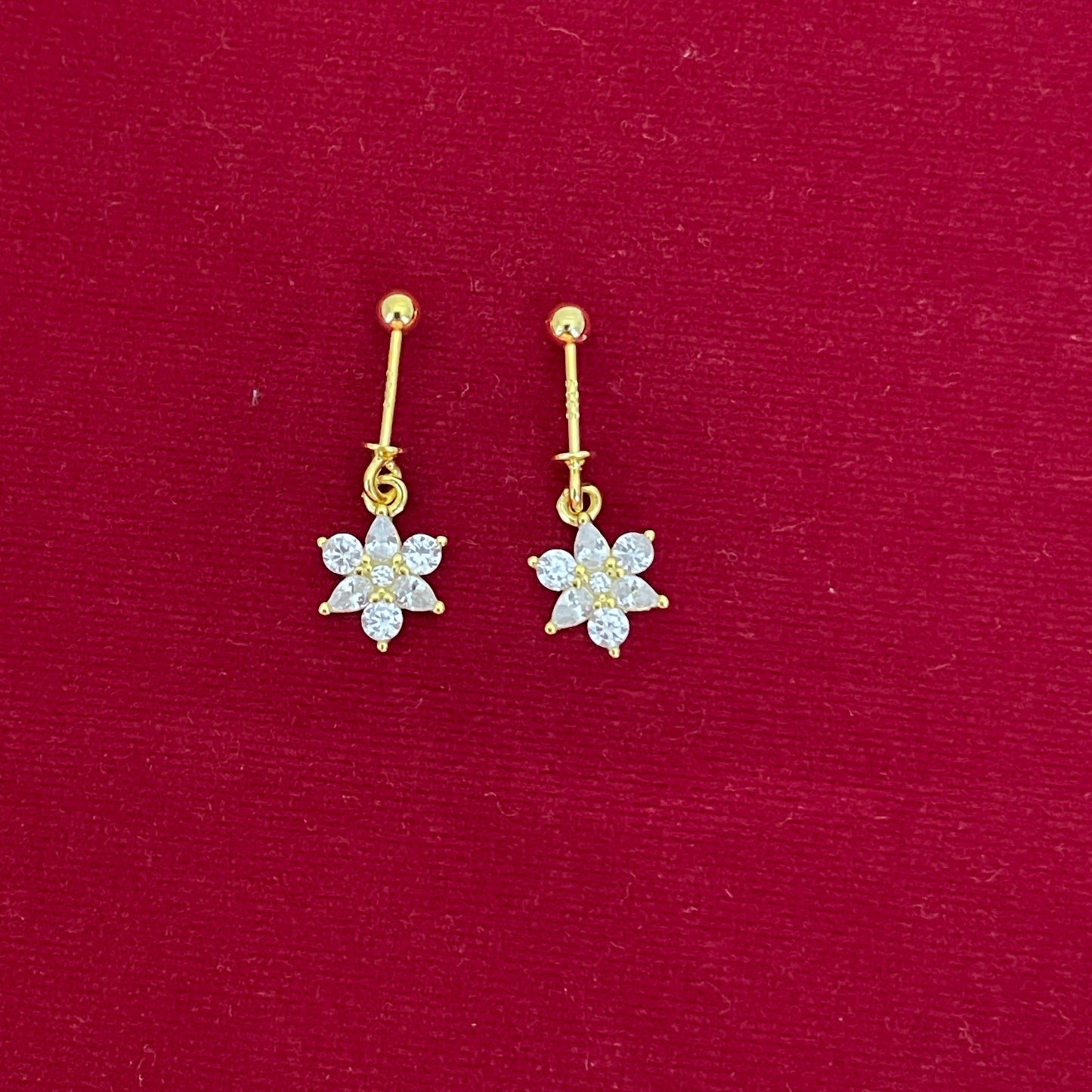 925 Silver Gold-Plated Flower Dangler Bugadi Pair