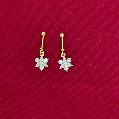 925 Silver Gold-Plated Flower Dangler Bugadi Pair