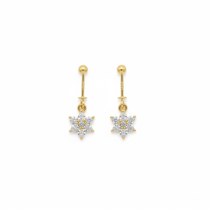 925 Silver Gold-Plated Flower Dangler Bugadi Pair
