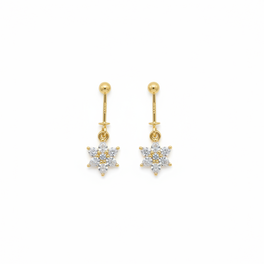 925 Silver Gold-Plated Flower Dangler Bugadi Pair
