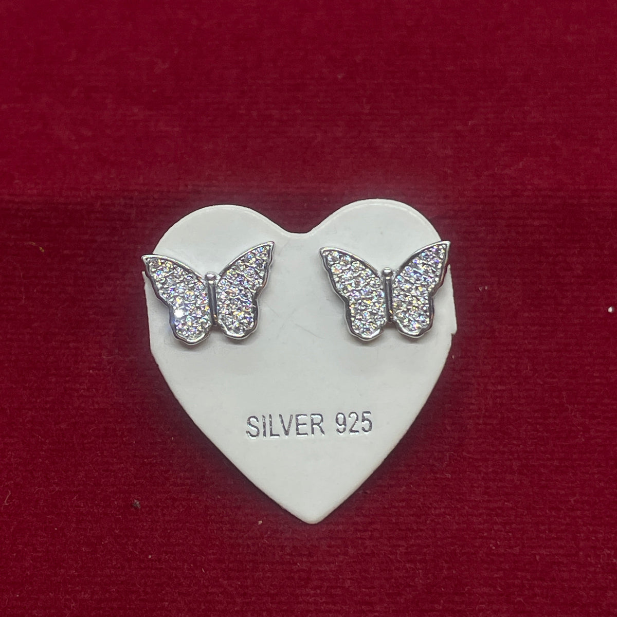 92.5 Silver Butterfly Stud Earrings pair