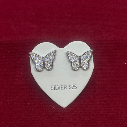 92.5 Silver Butterfly Stud Earrings pair