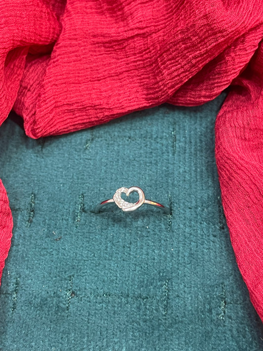 92.5 Silver Heart Ring size 14