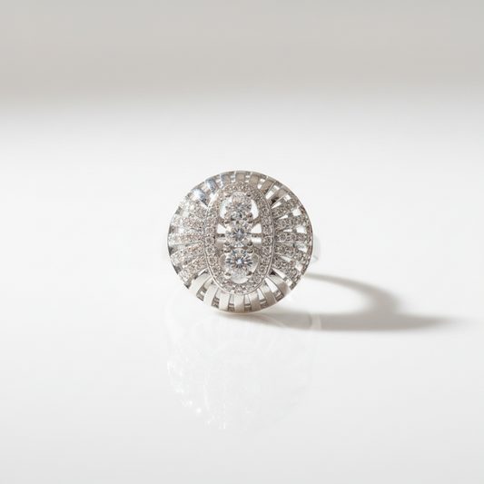 92.5 Silver White Stone Round Ring for Women Size 11 | Stylish Elegant Design | Premium Jewellery