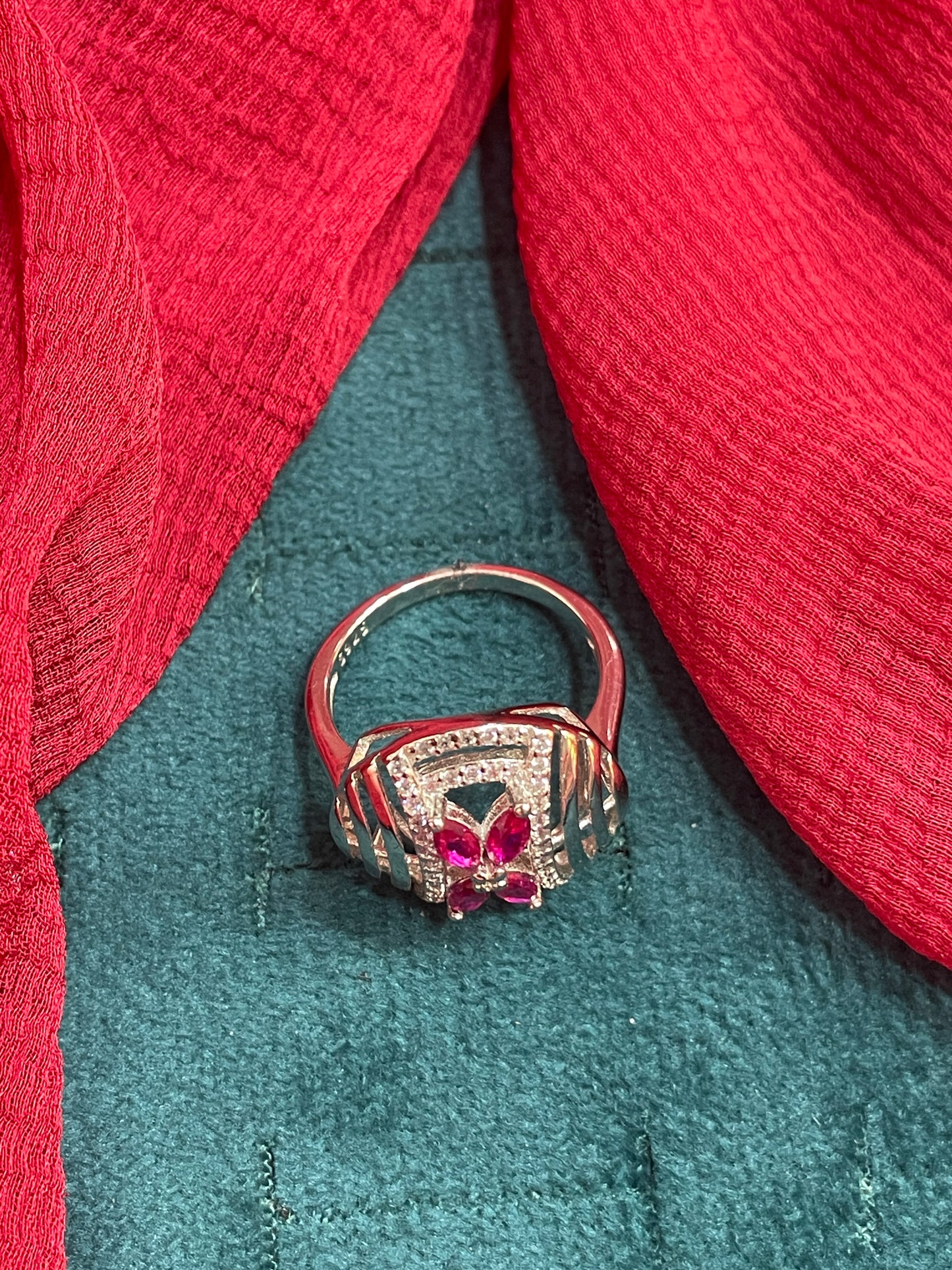92.5 Silver Pink Stone Ring for Women Size 15 | Stylish Elegant Design | Premium Jewellery