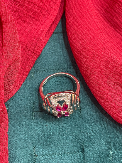 92.5 Silver Pink Stone Ring for Women Size 15 | Stylish Elegant Design | Premium Jewellery