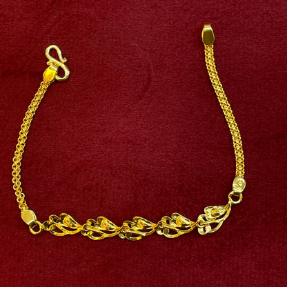 92.5 Silver Gold Plated Enamel Leaf Motif Bracelet for Women