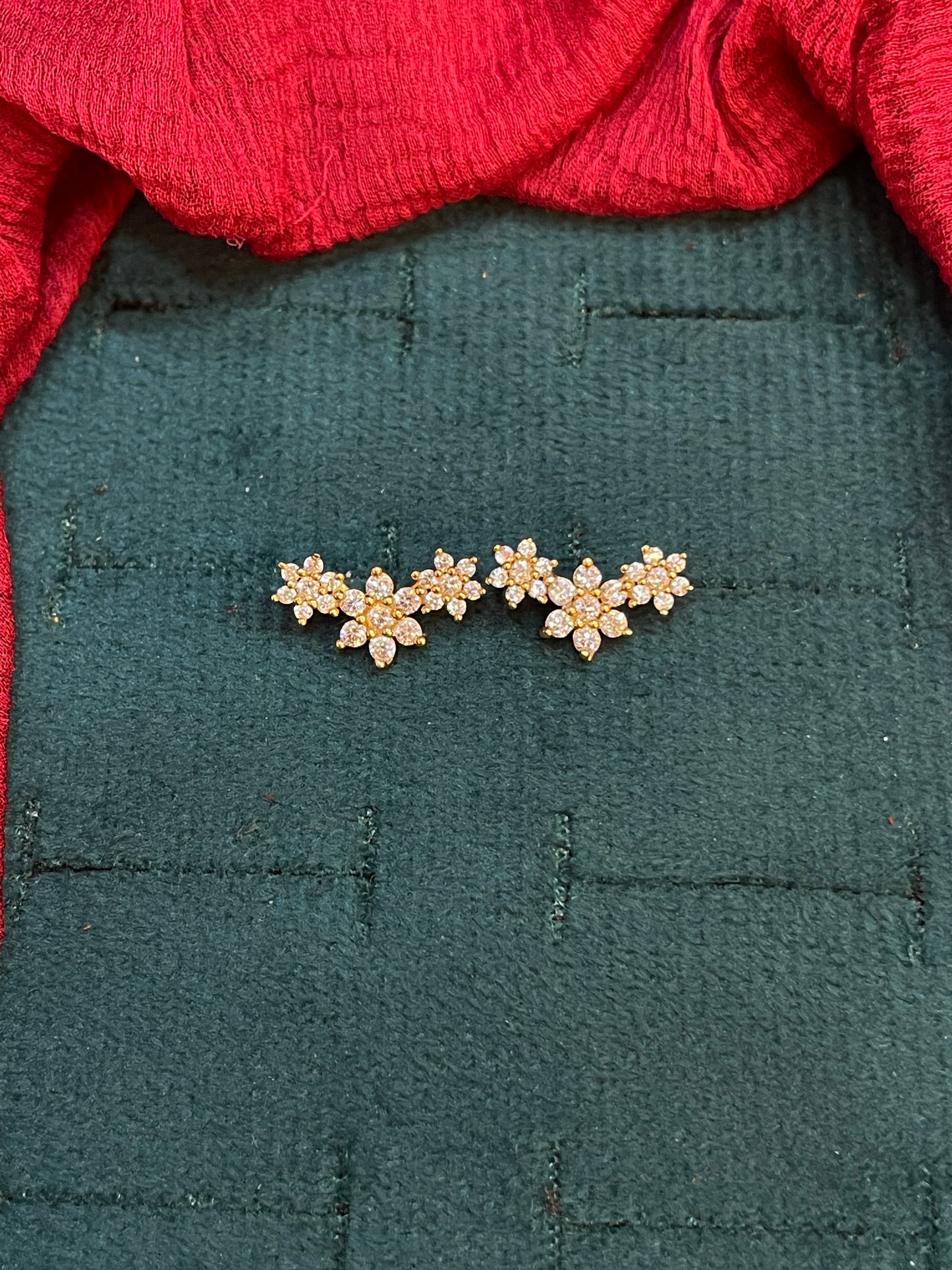 925 Silver Gold Plated Flower Studs