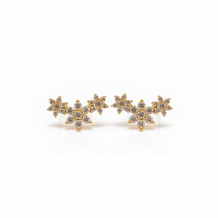 925 Silver Gold Plated Flower Studs