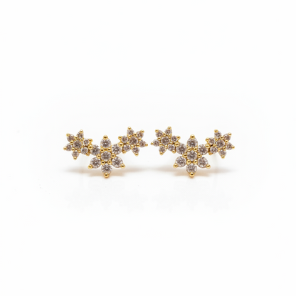 925 Silver Gold Plated Flower Studs
