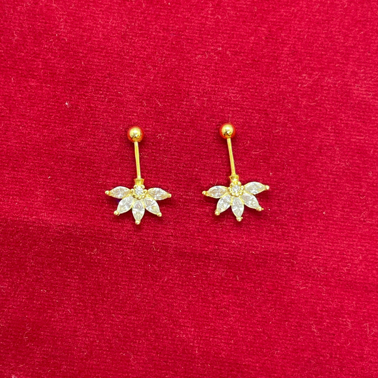 925 Silver Gold-Plated Half Flower Bugadi Pair
