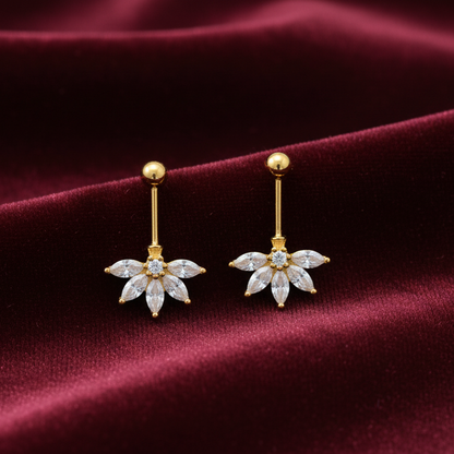 925 Silver Gold-Plated Half Flower Bugadi Pair