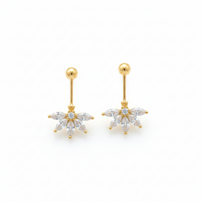 925 Silver Gold-Plated Half Flower Bugadi Pair