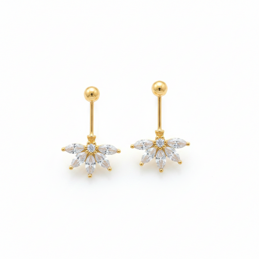 925 Silver Gold-Plated Half Flower Bugadi Pair