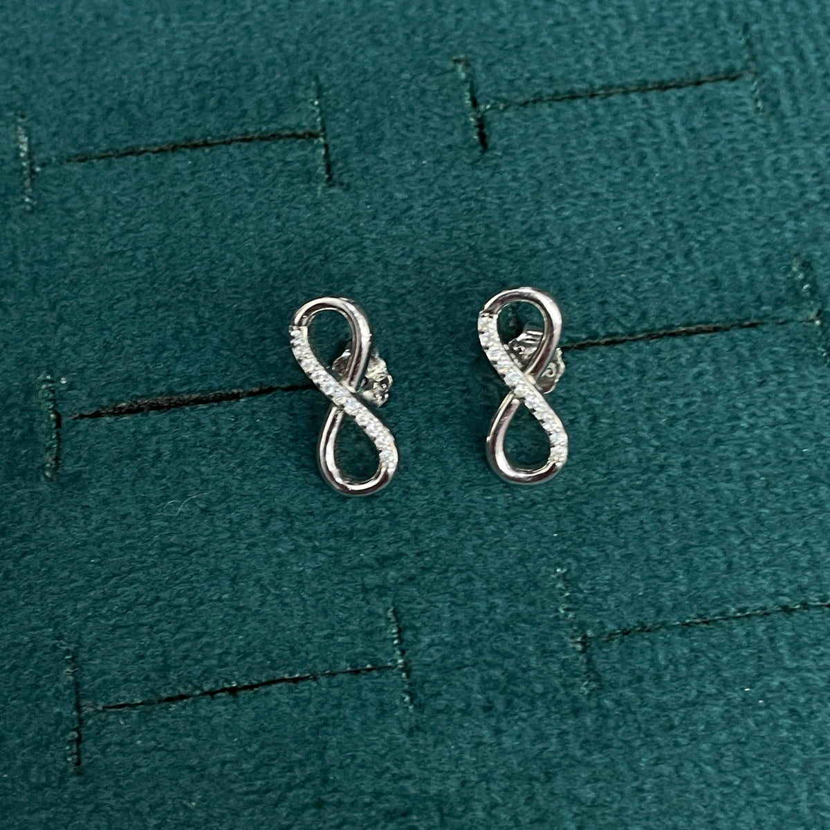 92.5 Silver CZ Infinity Stud Earrings for Women