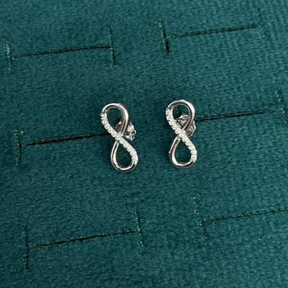 92.5 Silver CZ Infinity Stud Earrings for Women