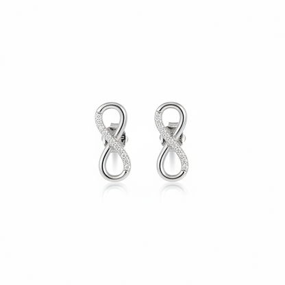 92.5 Silver CZ Infinity Stud Earrings for Women