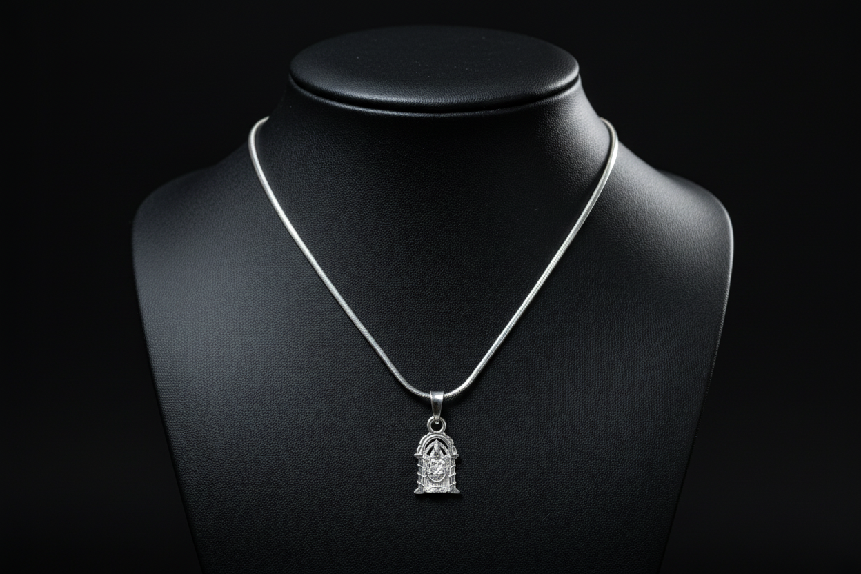 92.5 Silver Balaji Pendant for Men & Women | Venkateswara Swamy Divine Design | Temple Jewellery
