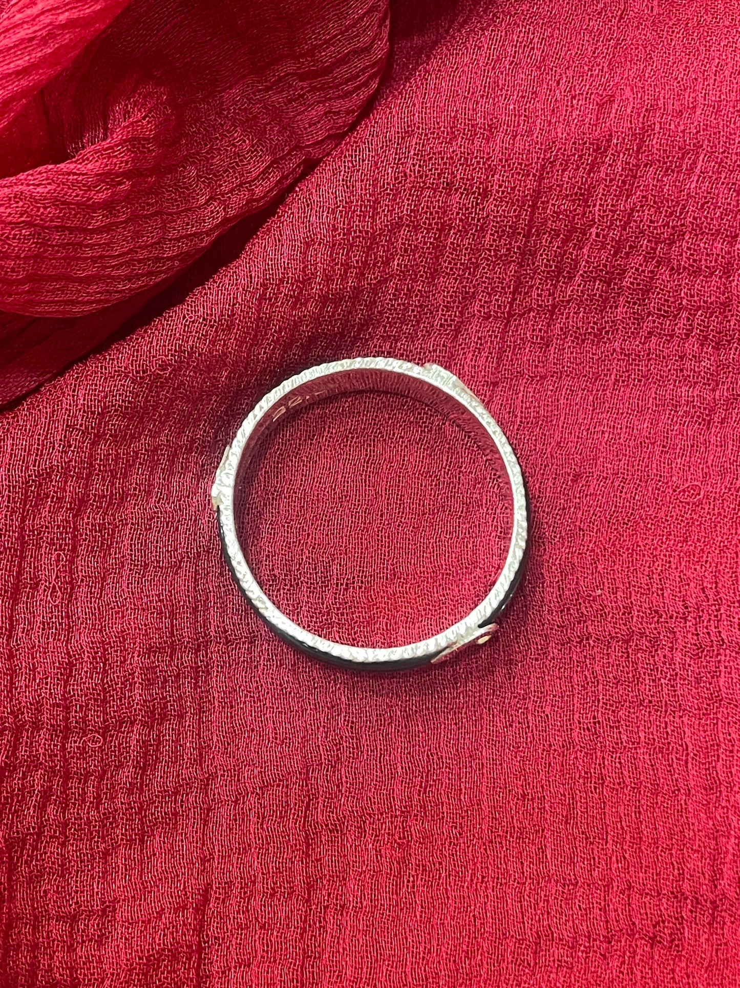 92.5 Silver Black Thread Heart Ring for Men | Fiber Design | Stylish Modern Jewellery