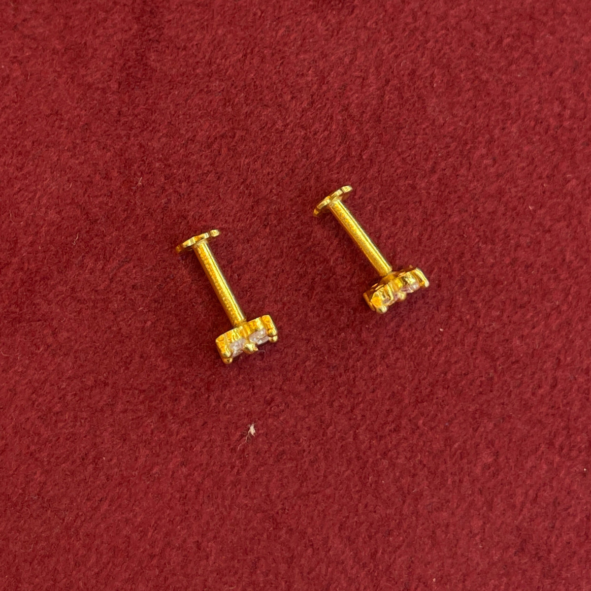 92.5 Sterling Silver Gold Plated Four Petal CZ Flower Studs