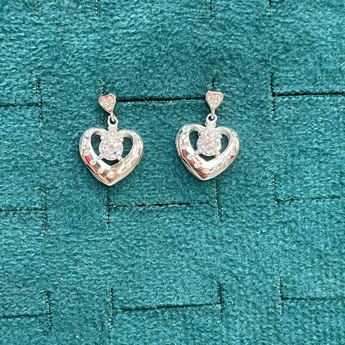 92.5 Silver Heart Hanging Earrings for Women | Stylish Dangle Design | Elegant Jewellery pair