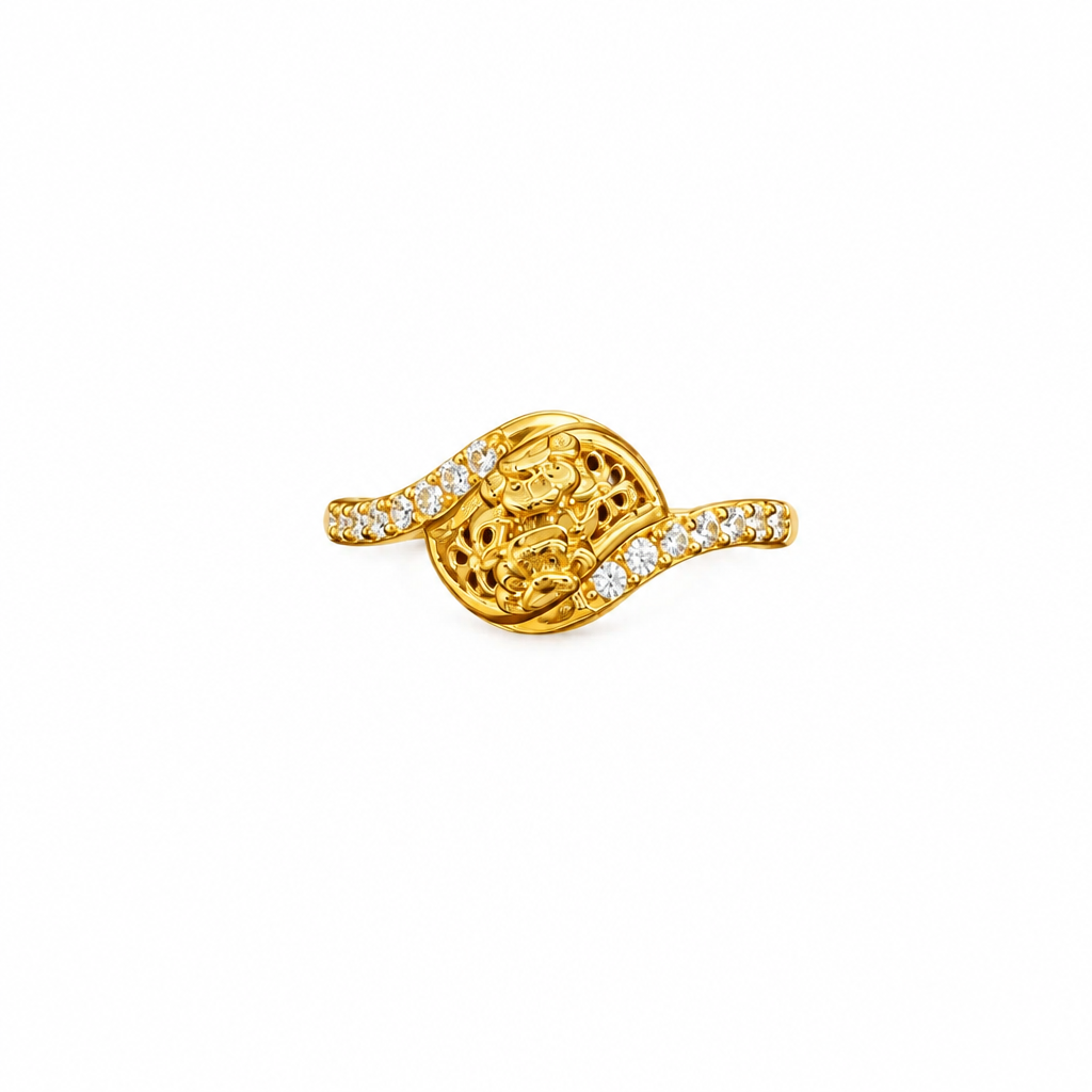 92.5 Silver Gold Plated White CZ Filigree Knot Ring for Women