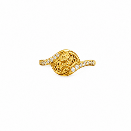 92.5 Silver Gold Plated White CZ Filigree Knot Ring for Women