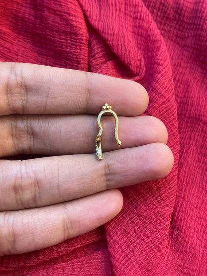92.5 Silver Gold Plated Moon Shape Press-On Bugadi for Women | Stylish Non-Piercing Ear Cuff | Celestial Jewellery