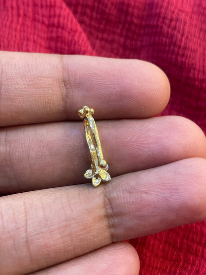 92.5 Silver Gold Plated Flower Press-On Bugadi for Women | Stylish Non-Piercing Ear Cuff | Ethnic Jewellery