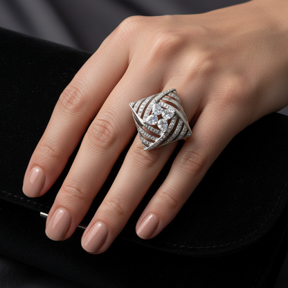 92.5 Silver Stylish Classy Ring for Women Size 15 | Elegant Premium Design | Modern Jewellery